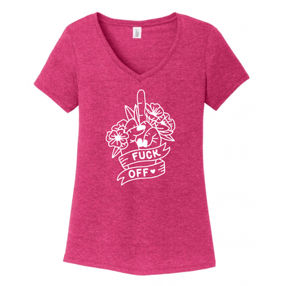 Fuck Off Floral Women's V-Neck (Ladies Fit)