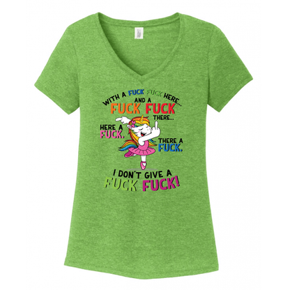 Fuck Fuck Here Unicorn Women's V-Neck (Ladies Fit)