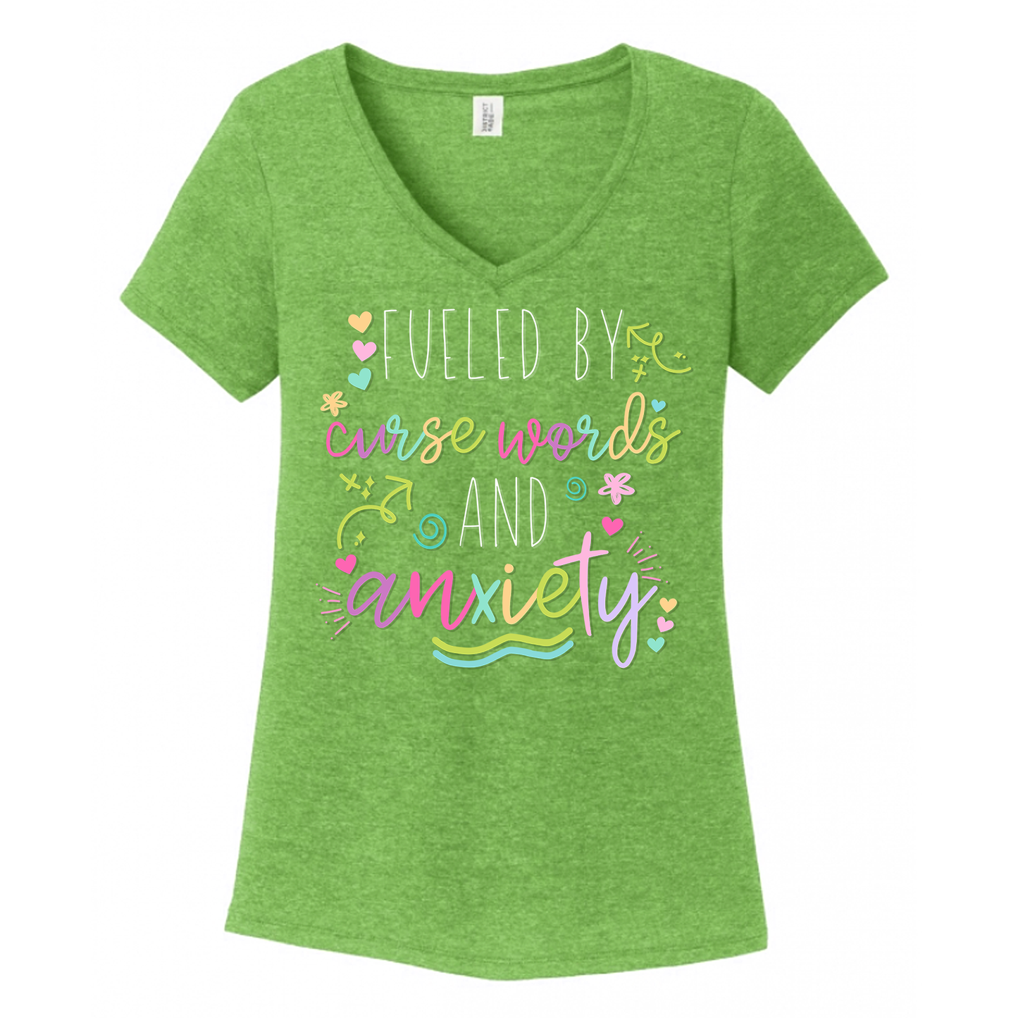 Fueled By Anxiety and Curse Words Women's V-Neck (Ladies Fit)