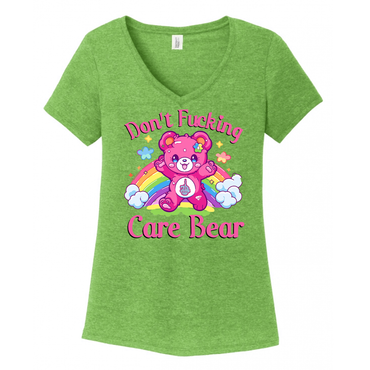 Don't Fucking Care Bear Women's V-Neck (Ladies Fit)