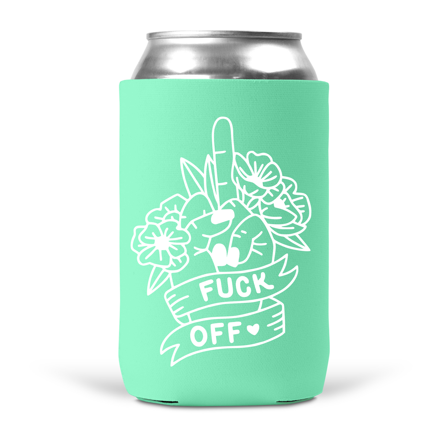 Fuck Off Middle Finger Floral Koozie
