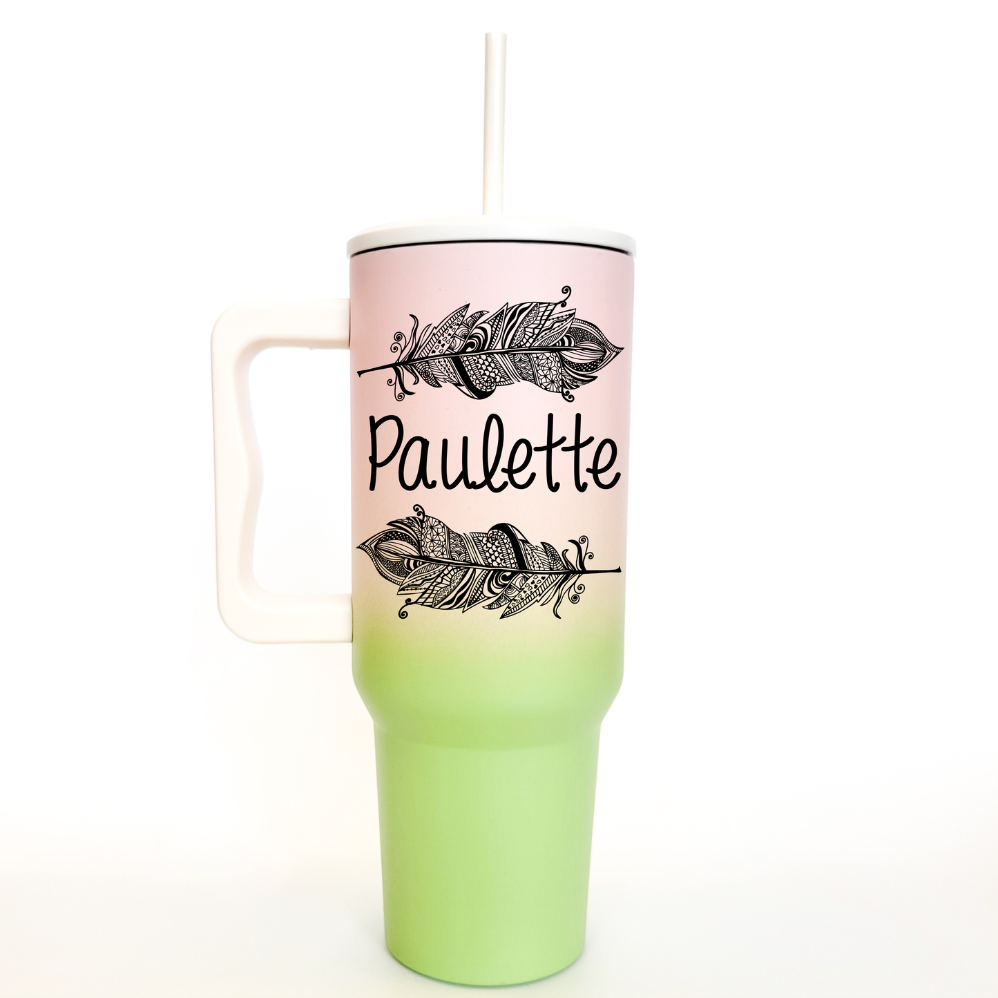Personalized Feather Ombre 40 Oz Tumbler