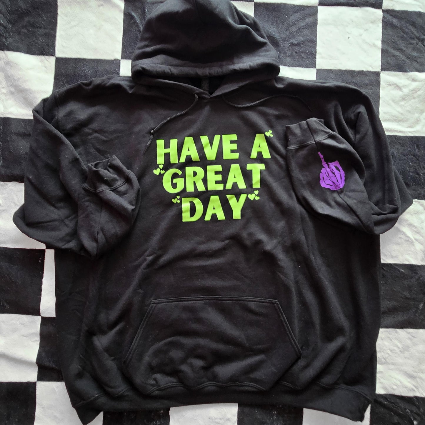 MISFIT - Have A Great Day Hoodie - Black Green/Purple - 5XL