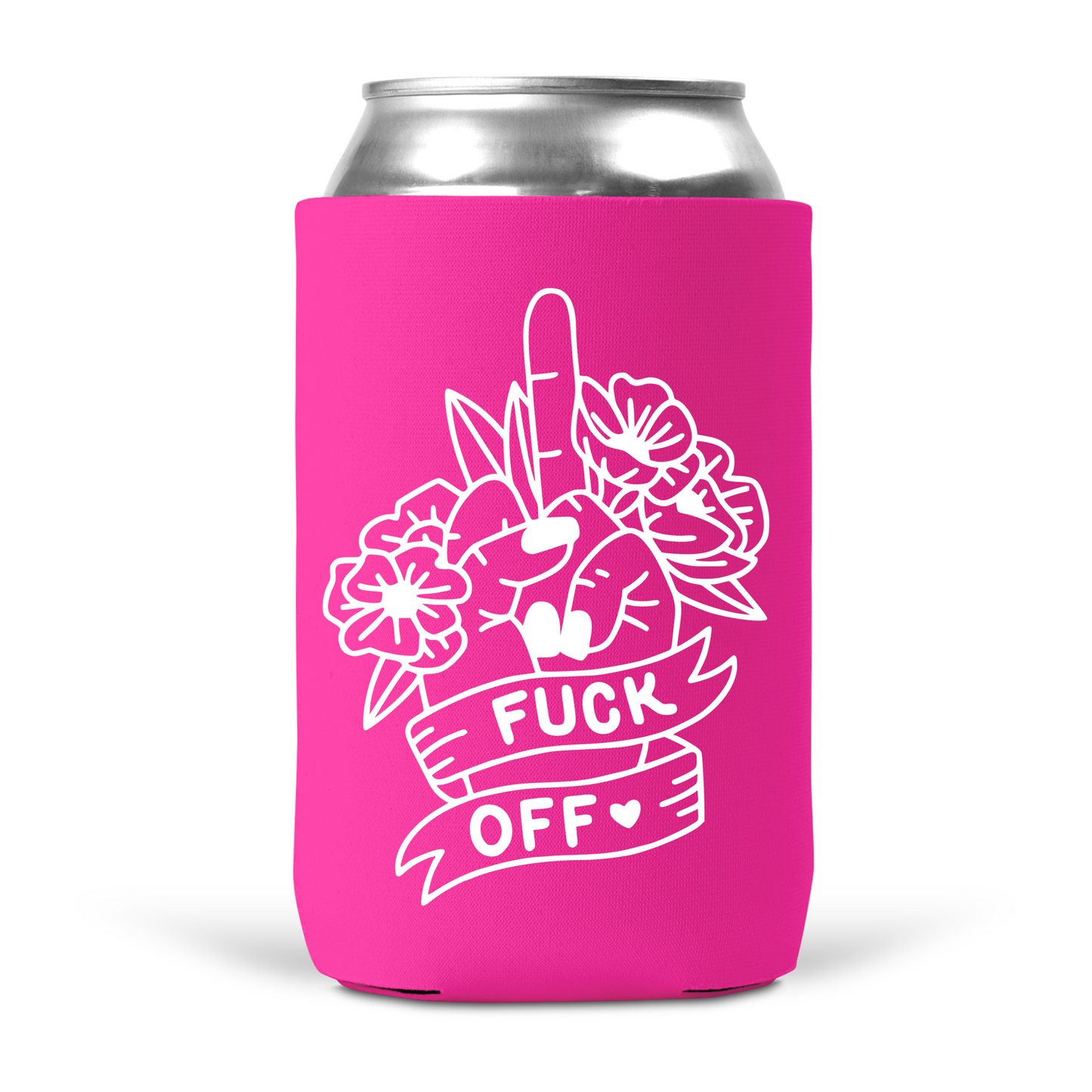Fuck Off Middle Finger Floral Koozie