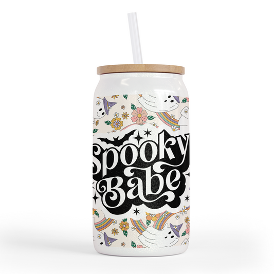 Spooky Babe 16 Oz Shimmer Glass Jar