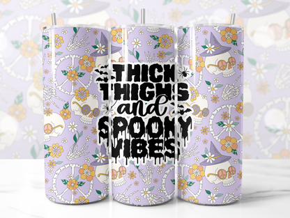 Thick Thighs and Spooky Vibes Skinny Tumbler