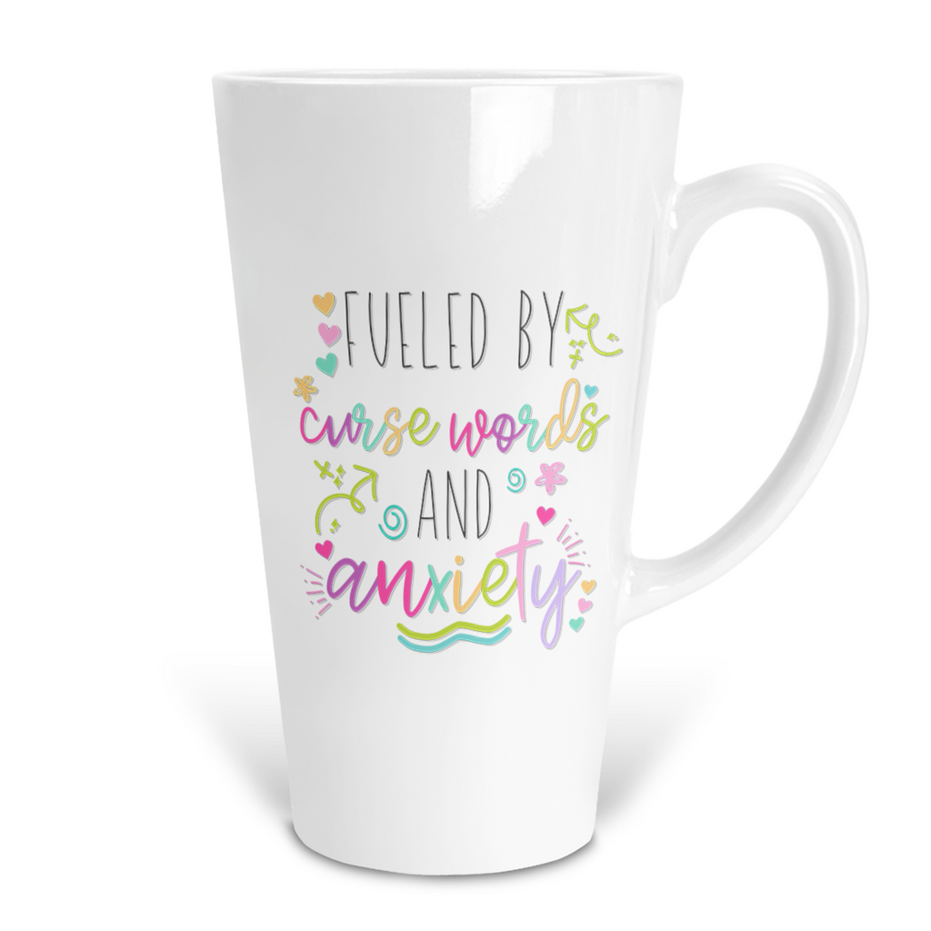 Fueled By Cuss Words and Anxiety Latte Mug