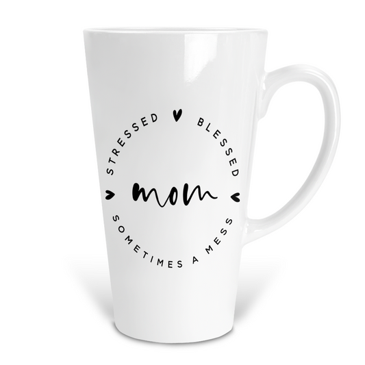 Stressed Blessed and Sometimes A Mess 17 Oz Ceramic Latte Mug