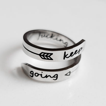 Keep Fucking Going Stainless Steel Ring