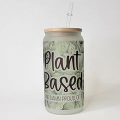 Plant Based 16 Oz Frosted Glass Jar