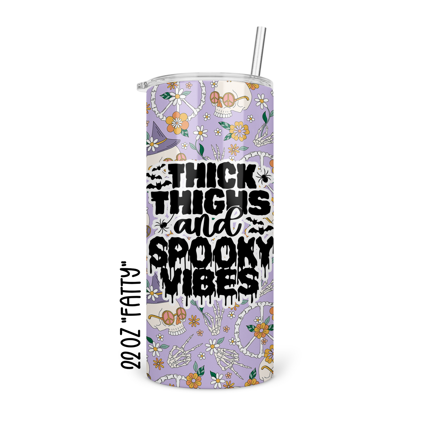 Thick Thighs and Spooky Vibes Skinny Tumbler