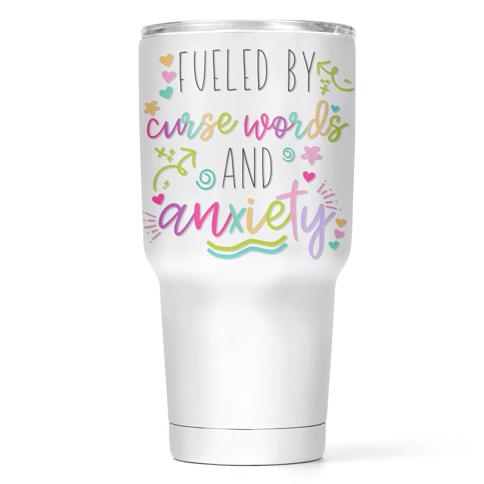 Fueled by Cuss Words and Anxiety 30 Oz Wide Travel Tumbler – tcb co.