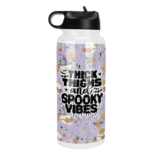 Thick Thighs and Spooky Vibes 32 Oz Waterbottle