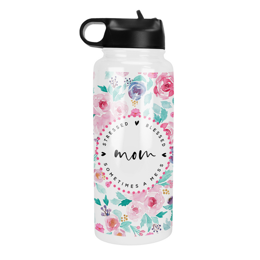 Stressed Blessed and Sometimes a Mess Mom 32 Oz Waterbottle