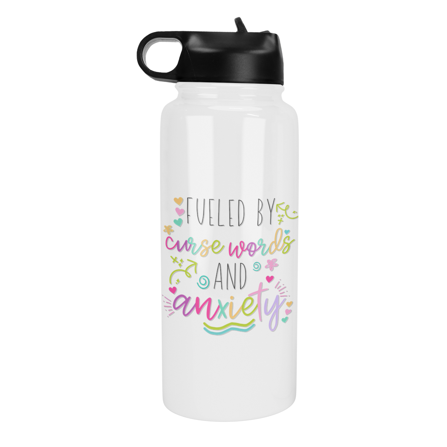 Fueled by Cuss Words and Anxiety 32 Oz Waterbottle – tcb co.