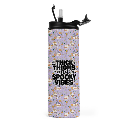 Thick Thighs and Spooky Vibes Travel Tumbler