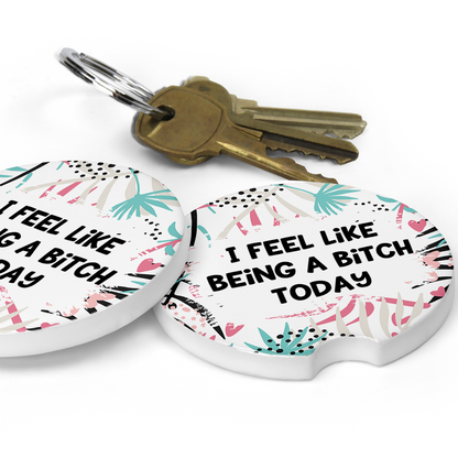 I Feel Like Being A Bitch Today Car Coaster Set (Set of 2)