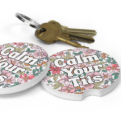 Calm Your Tits Car Coaster Set (Set of 2)