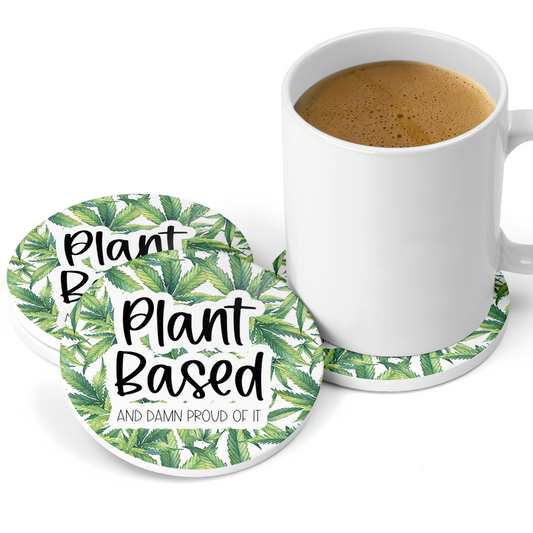 Plant Based Cannabis Sandstone Coaster Set