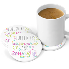 Fueled by Cuss Words and Anxiety Sandstone Coaster Set