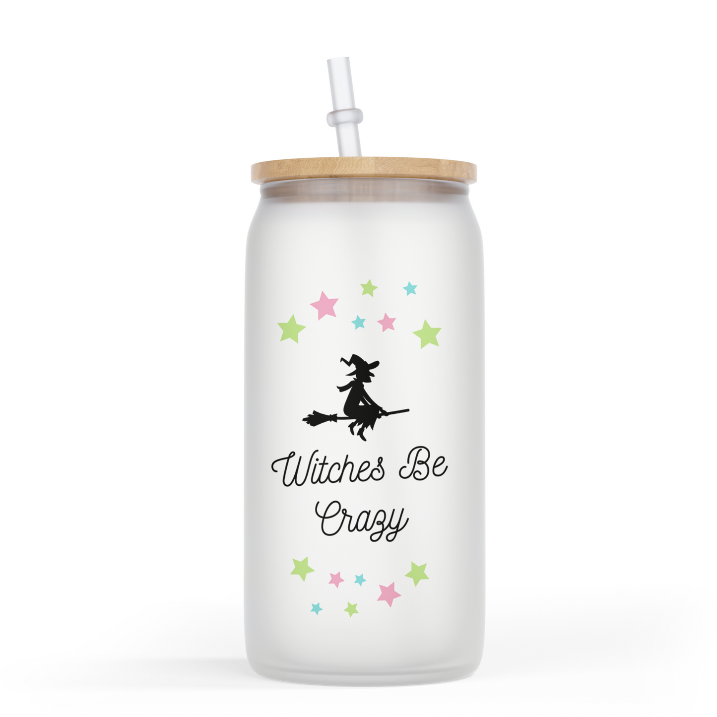 Witches Be Crazy Halloween 16 Oz Shimmer Glass Jar
