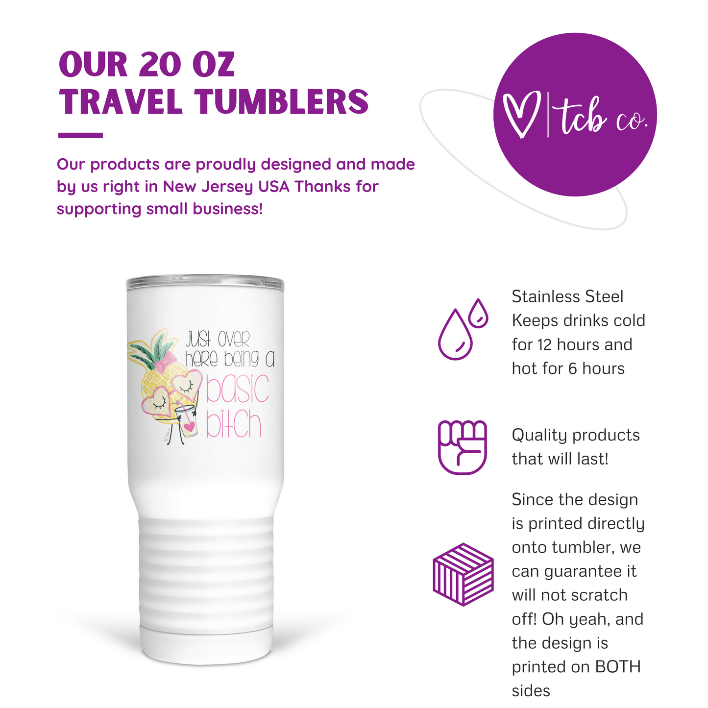 Just Over Here Being A Basic Bitch 20 Oz Travel Tumbler