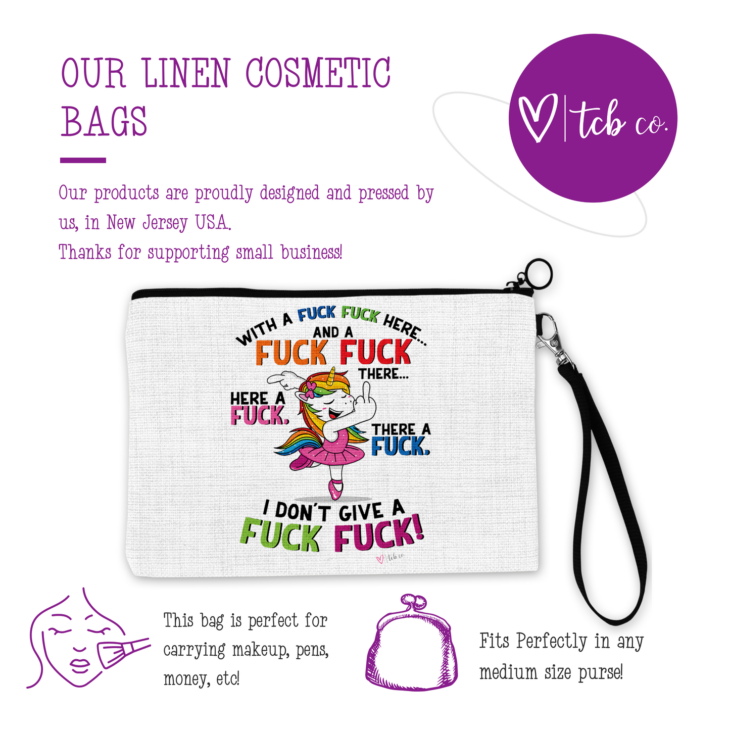 Fuck Fuck Here Unicorn Cosmetic Bag