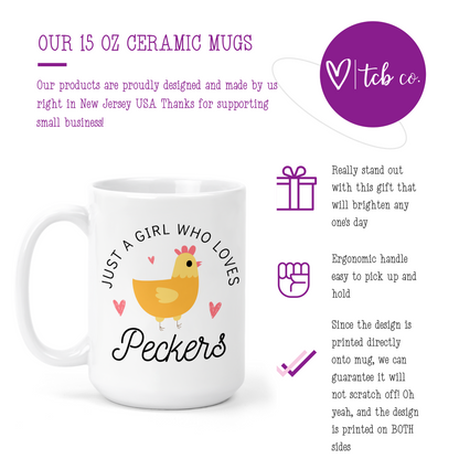 Just A Girl Who Loves Peckers 15 Oz Ceramic Mug