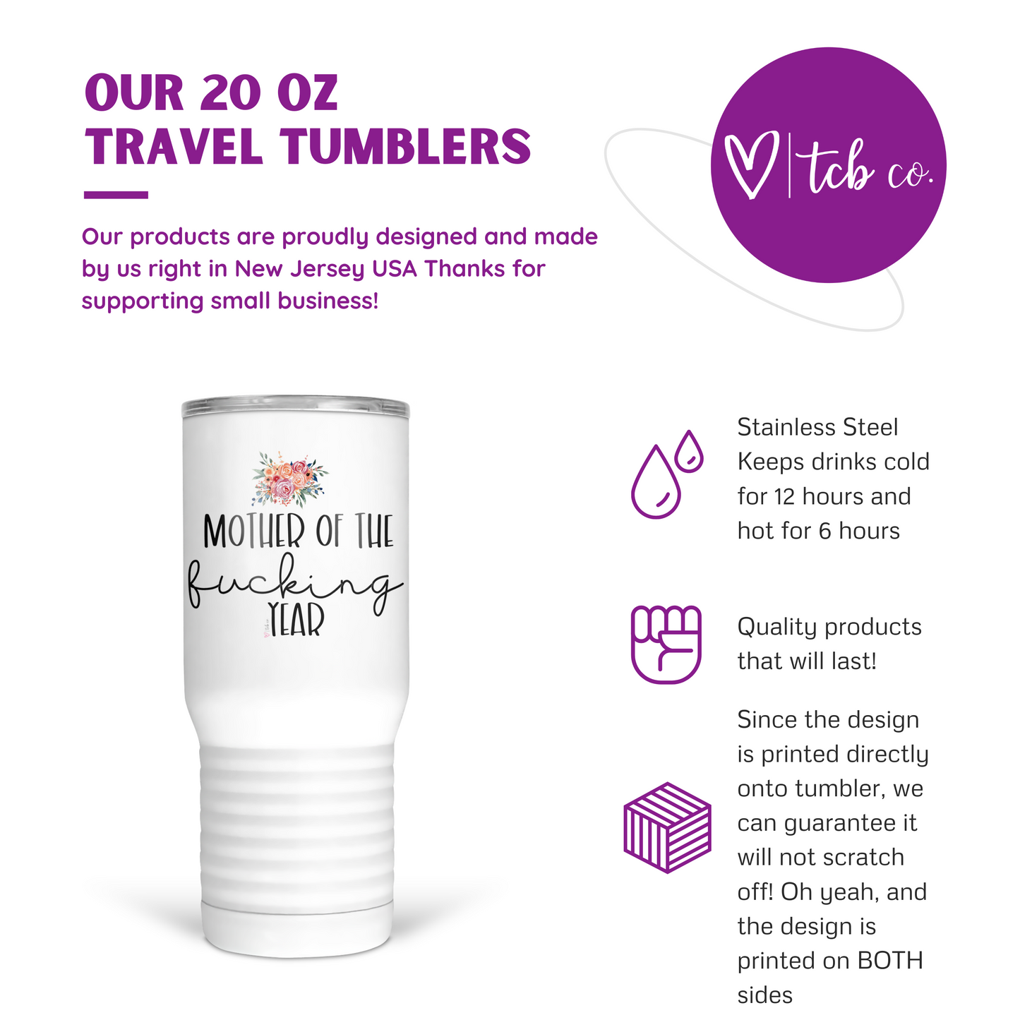 Mother Of The Fucking Year 20 Oz Travel Tumbler