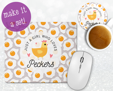 Just A Girl Who Loves Peckers Mousepad & Coaster Set