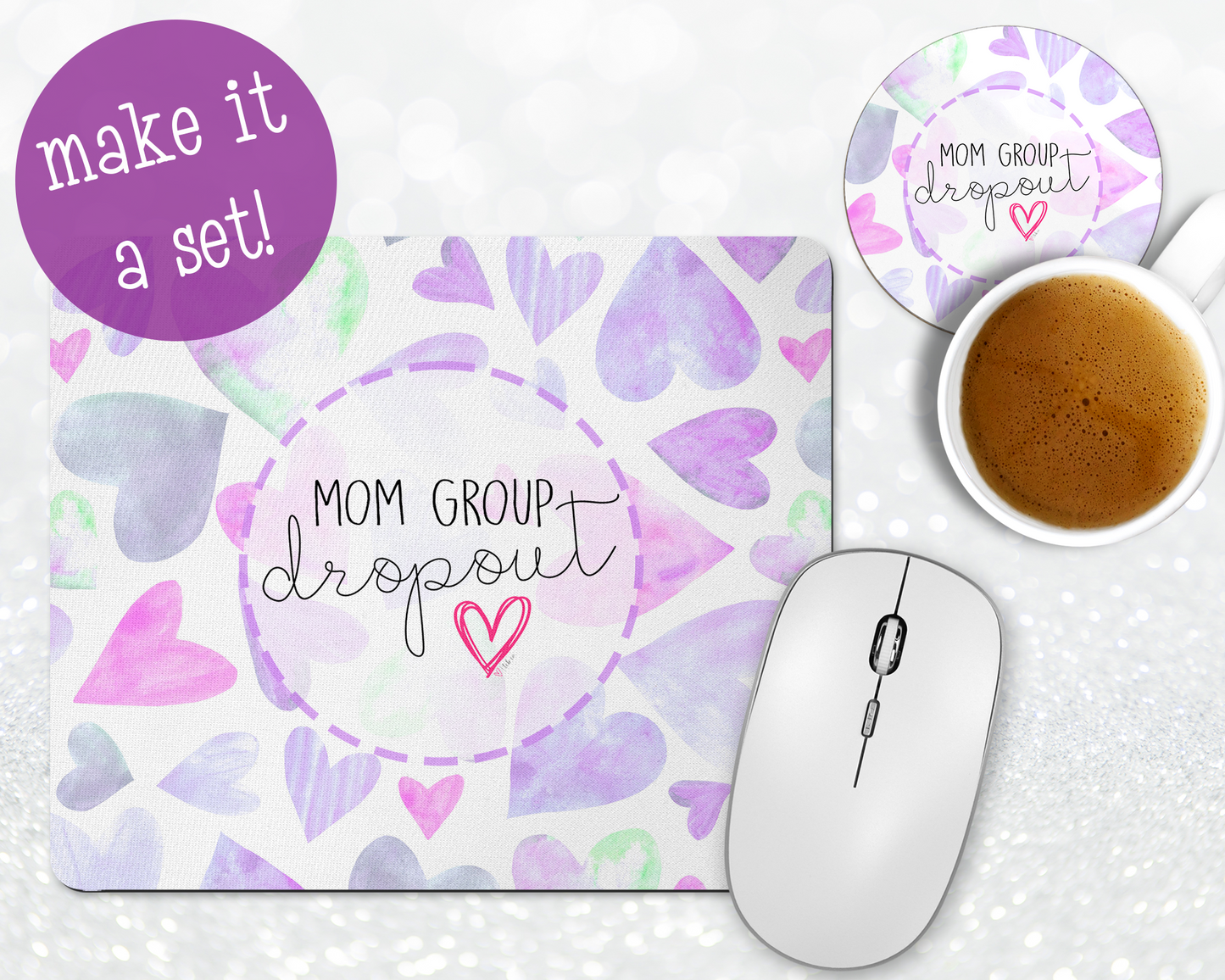 Mom Group Dropout Mousepad & Coaster Set