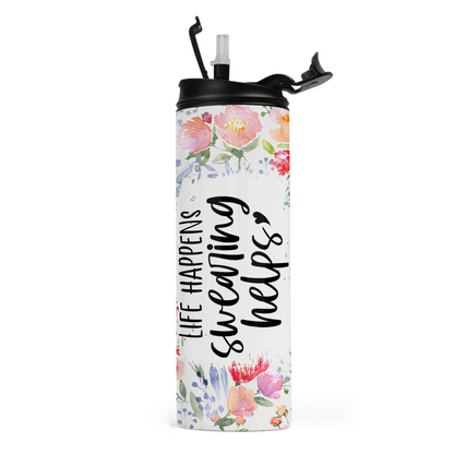 Life Happens Swearing Helps Travel Tumbler