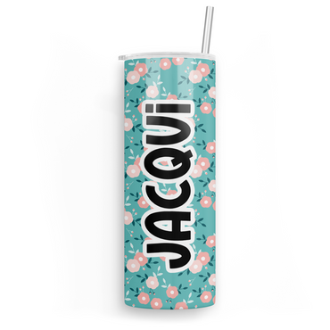 Personalized Blue Vintage Floral Tumbler