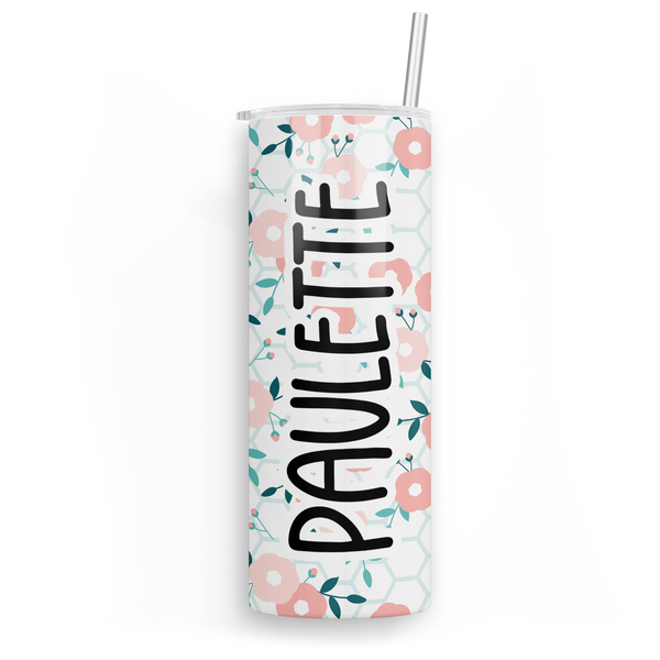 Personalized Blue Vintage Floral Tumbler