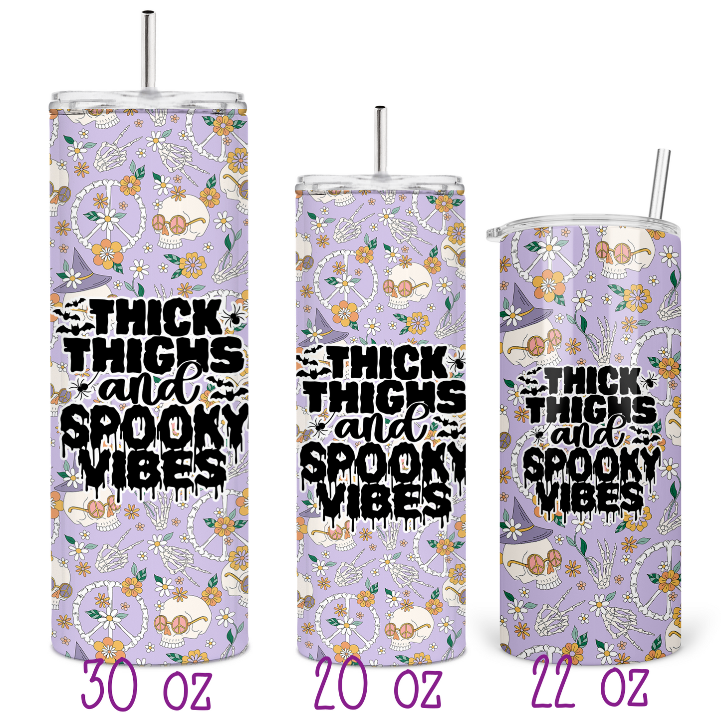 Thick Thighs and Spooky Vibes Skinny Tumbler