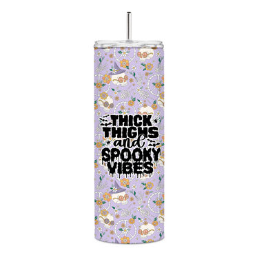 Thick Thighs and Spooky Vibes Skinny Tumbler