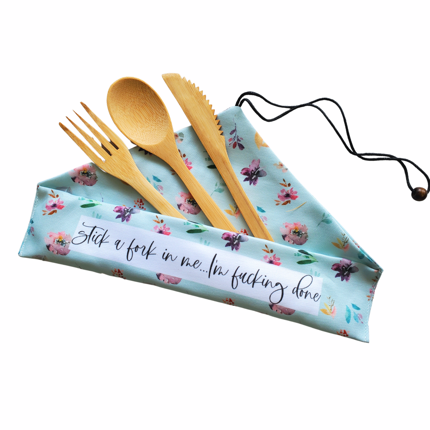 Stick A Fork In Me Funny Travel Bamboo Utensil Set