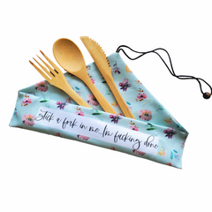 Stick A Fork In Me Funny Travel Bamboo Utensil Set