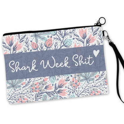 Shark Week Shit Floral Cosmetic Bag