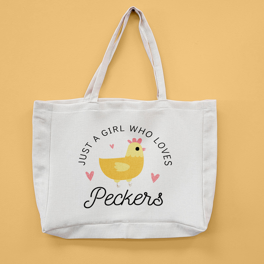 Just A Girl Who Loves Peckers Oversized Tote Bag