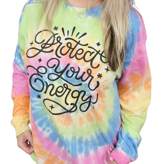 Protect Your Energy Long Sleeve Tie Dye Shirt